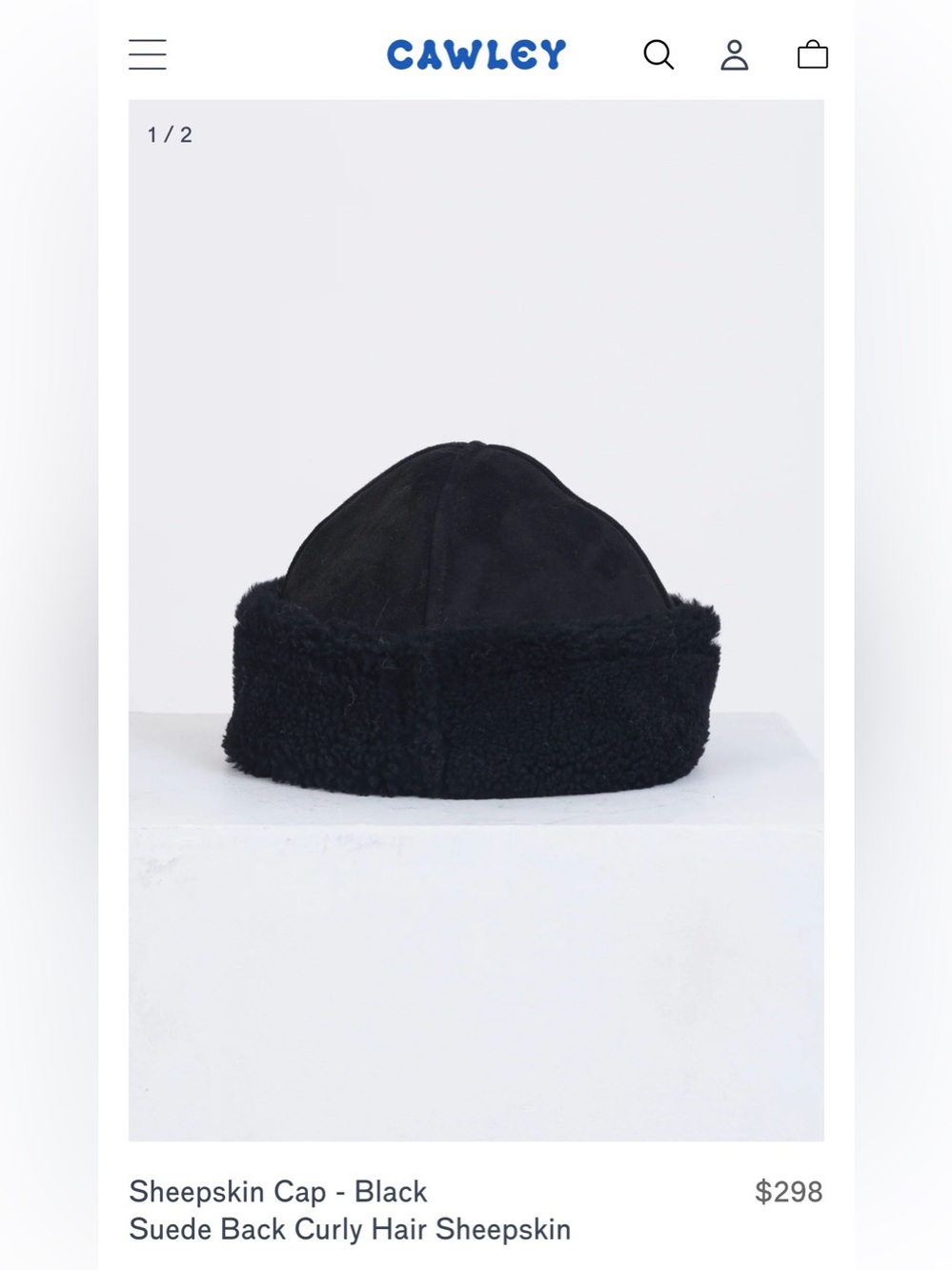 Cawley Studio Sheepskin Cap Suede Back Curly Hair Sheepskin